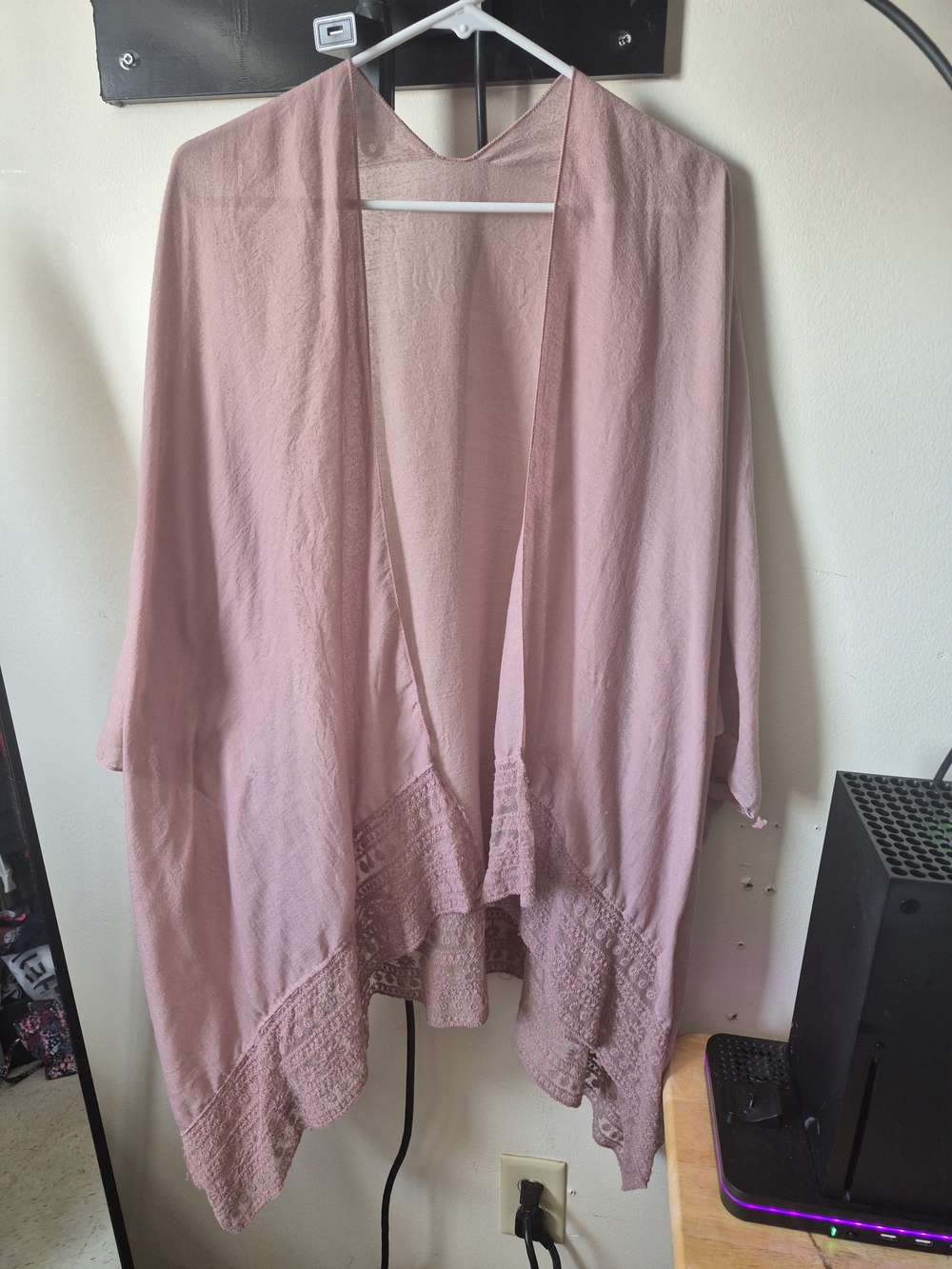 Blush Pink Women's Open-Front Sheer Cardigan